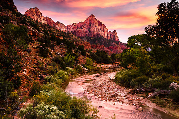 Sunset on the Virgin River - Zion NP